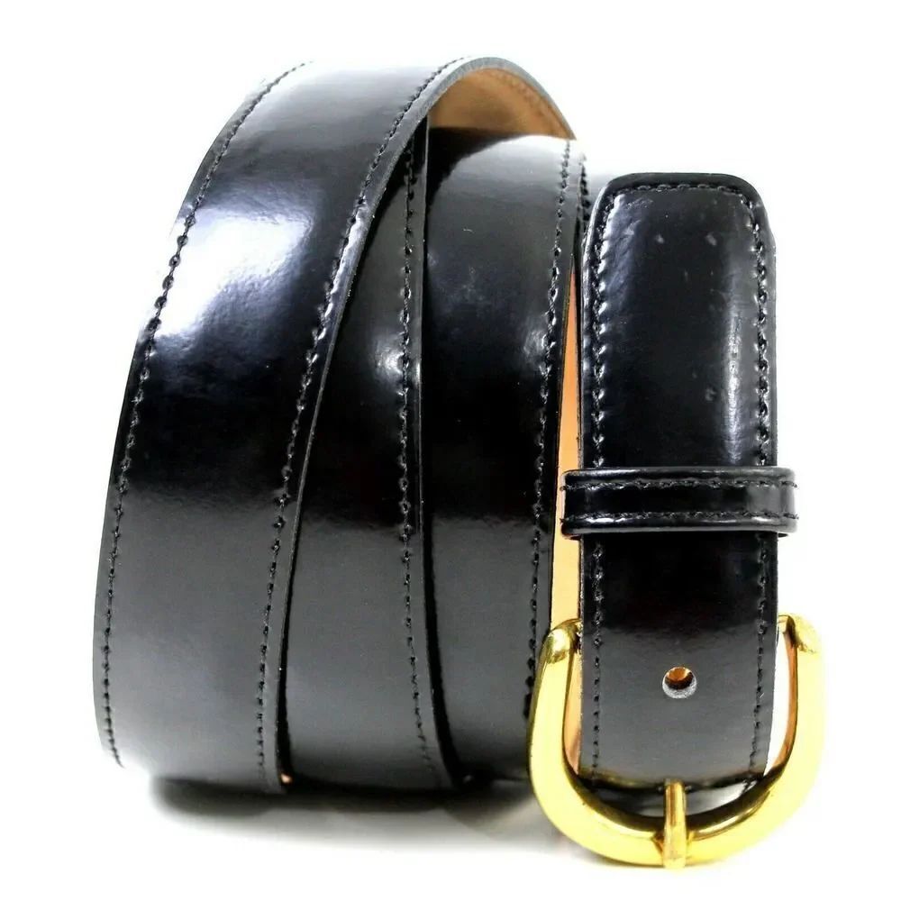 USA STITCHED BLACK GENUINE LEATHER 1 1/8"Wd CASUAL DRESS MEN'S BELT Sz 52 (66M